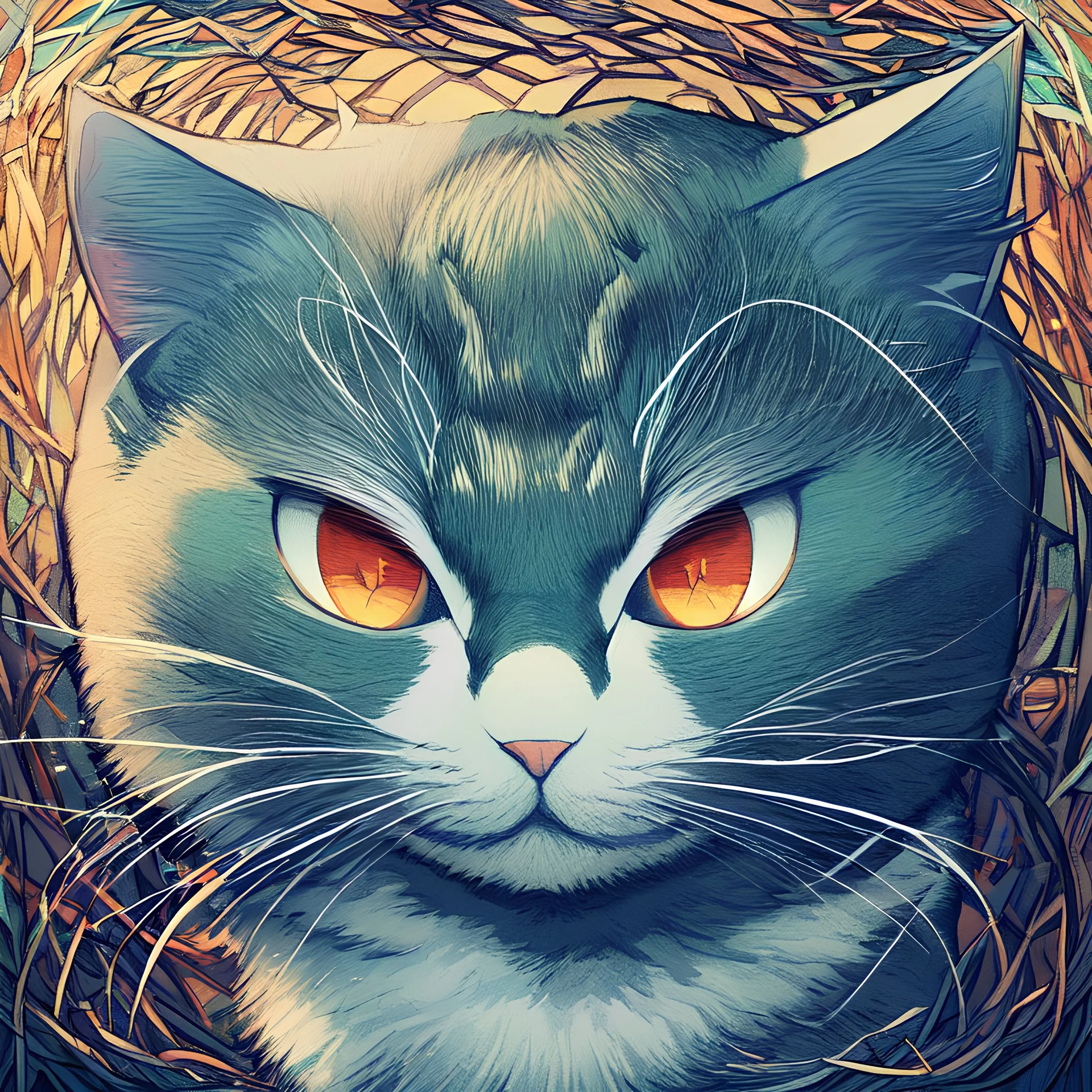 Portrait of a cat by Van Gogh