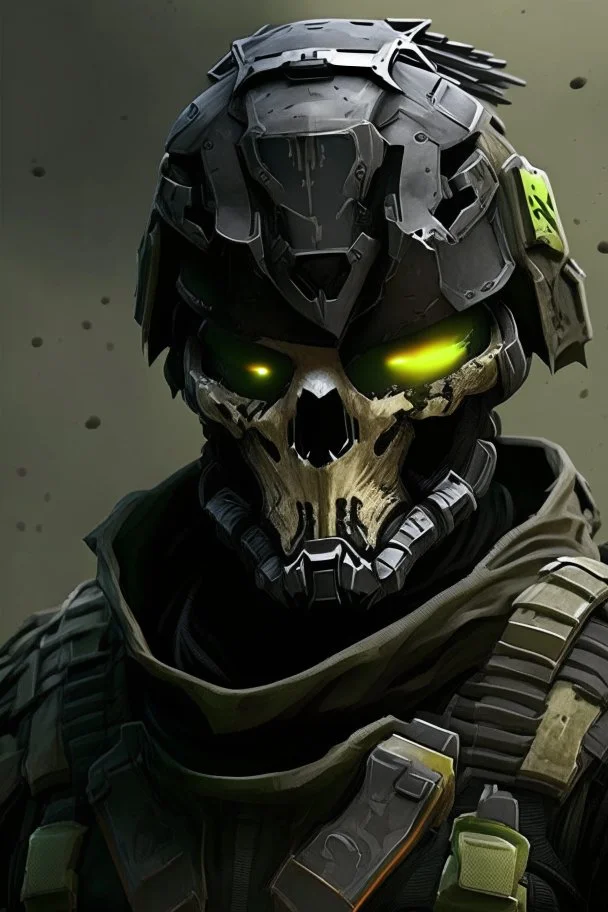 A soldier in the game Titan Fall 2 , he wears a BLACK skull helmet that covers his face, he is a rifleman, and his callsign is Titan. His colors are black and dark olive