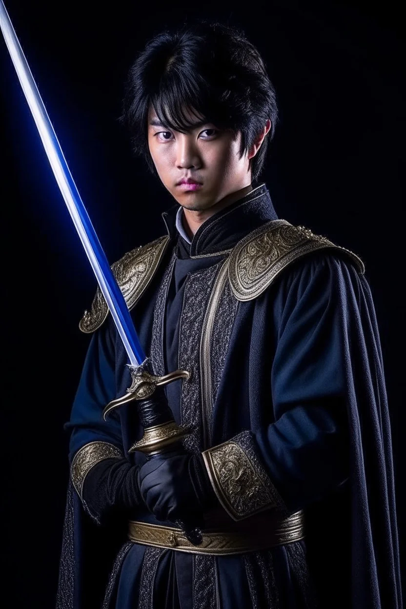 young black hair adult royal guard swordsman with rapier