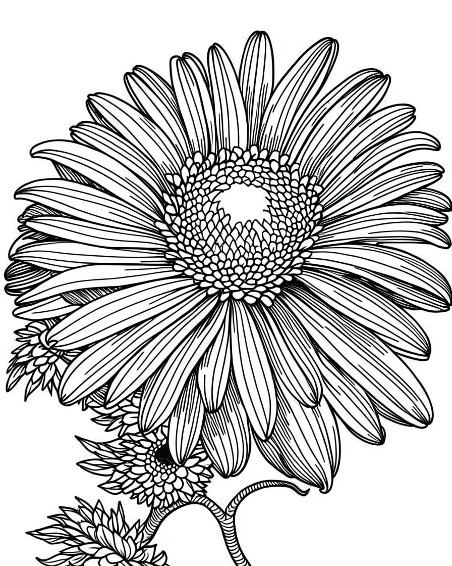 real massive Daisy flower coloring page