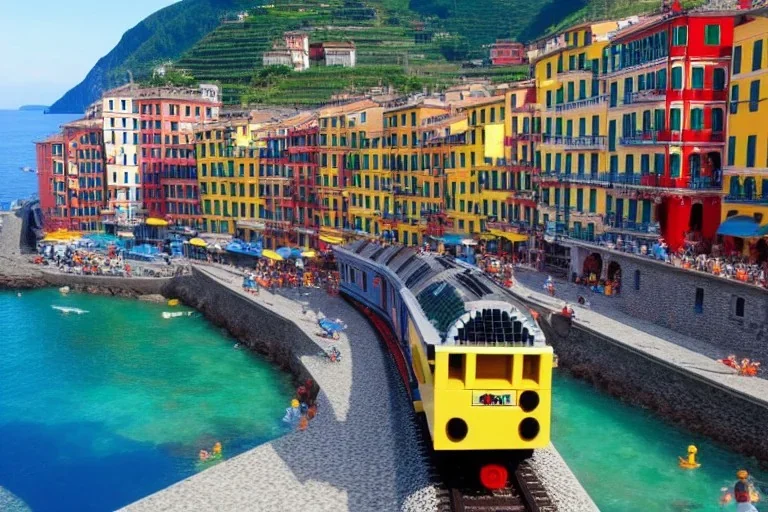 Lego Train in lego riomaggiore italy sea town lego