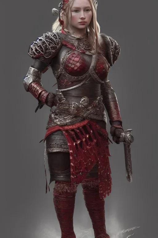 highly detailed girl viking queen, red glass armor, cinematic lighting, 4k, 8k, octane render, digital concept art, trending on artstation, pinterest, extremely detailed, ambient lighting.