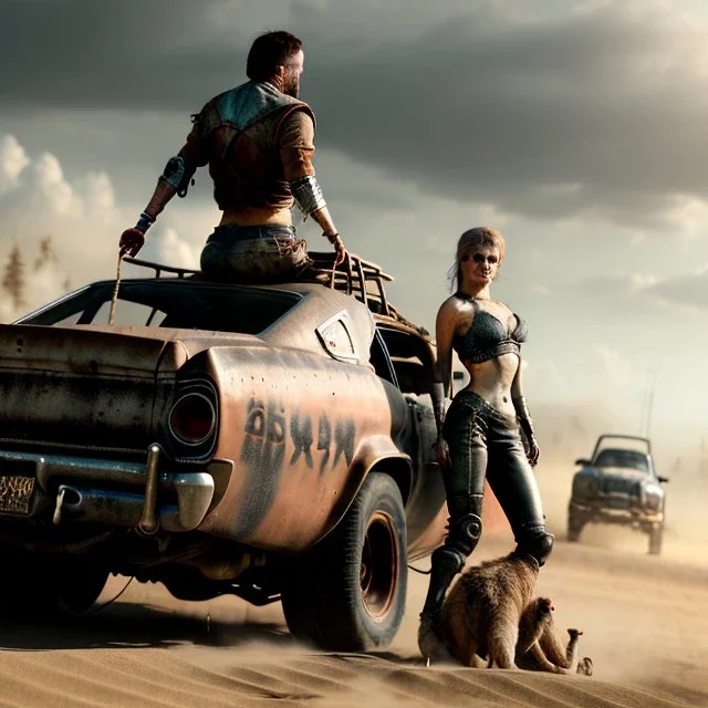 Ultra realistic mad max image, party, people background. Danger sweet woman, waist up view. Steampunk style, epic, yellow smoke fog, hottest, highly detailed, concept art, unreal engine 5, god rays, ray tracing, RTX, lumen lighting, ultra detail, volumetric lighting, 3d, finely drawn, high definition, high resolution.