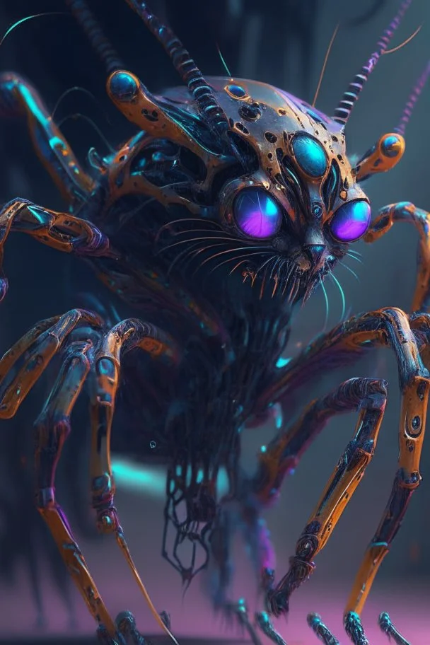 Robot spider cat alien,FHD, detailed matte painting, deep color, fantastical, intricate detail, splash screen, complementary colors, fantasy concept art, 32k resolution trending on Artstation Unreal Engine 5