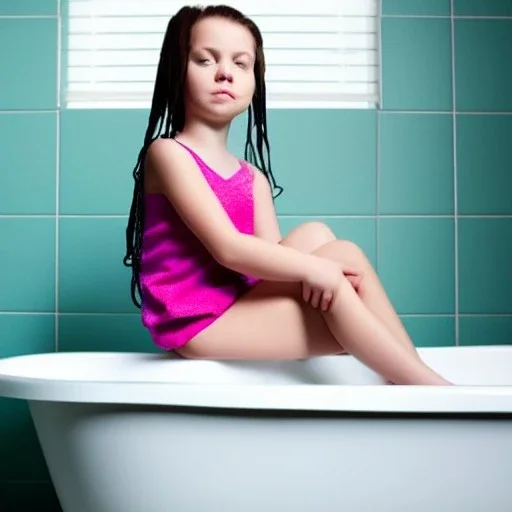 Girl sitting in Bathtub