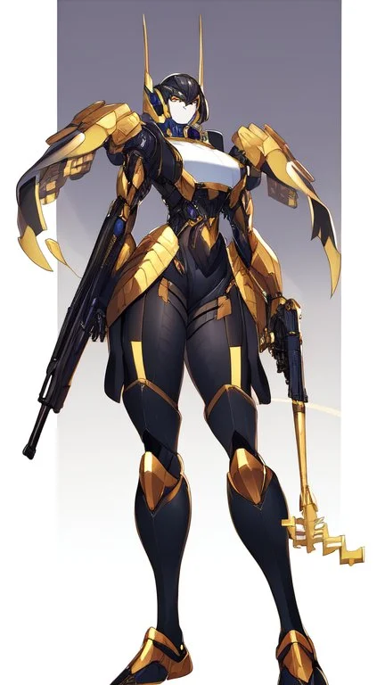 a beautiful robot gold. gun arm