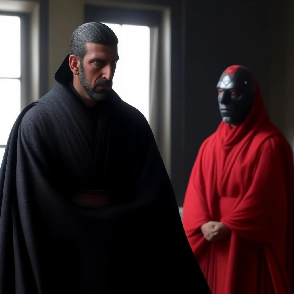 A scene from a turkish soapopera with Darth Maul as protagonist. it is a current era drama about an unexpected pregnancy, rest of the characters are humans