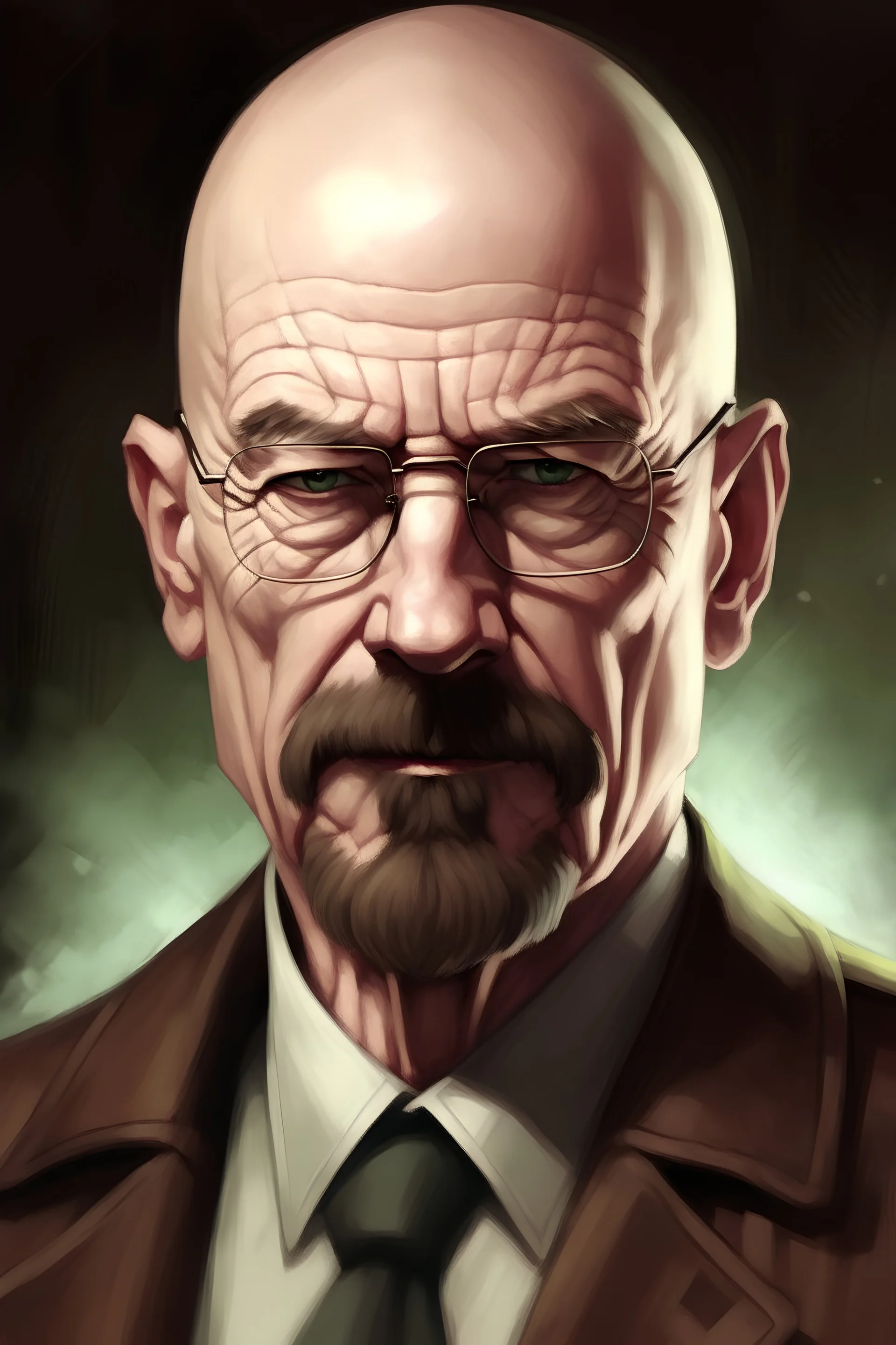 Portrait of Walter White from Breaking Bad watching Breaking Bad