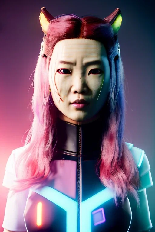 portrait, Asian cyborg woman, samurai warrior :: symmetry photography, cyberpunk style, cyborg eyes, pink hair :: wires connect, perfect eyes, samurai helmet, tiger mask, black samurai army, katana, ghost in the shell, pink, white, black, glow eyes, cinematic, Ultra realistic, dark scene, soft color, highly detailed, unreal engine 5, RTX, ultra detail, 3d, finely drawn, high definition.