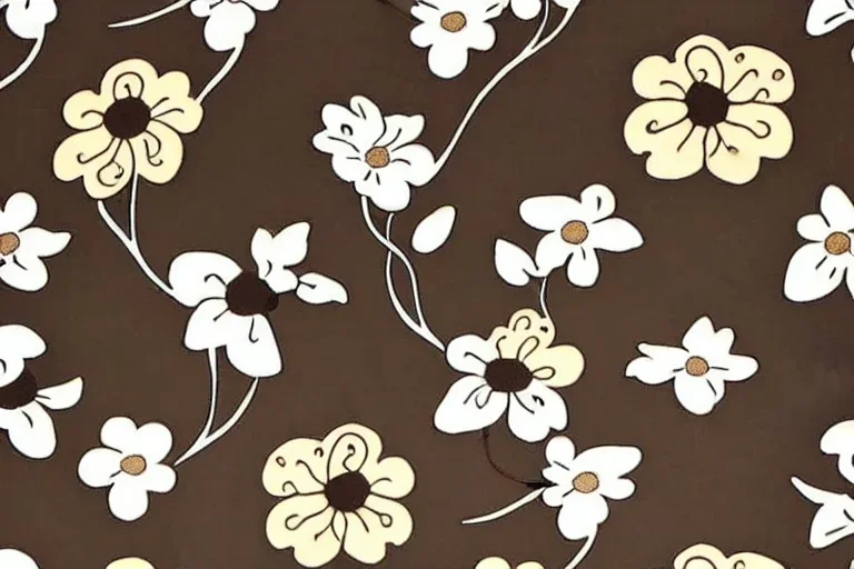 Brown grey black and cream flowers art nouveau