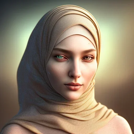 close up portrait of woman in hijab, fine detail, highly intricate, modern surrealism painting, defined cracks and breaks, high-quality, volumetric lighting, 8k, ultrahd, George Grie, Marco Escobedo, Igor Morski,Brian Froud, Howard Lyon, Selina French,