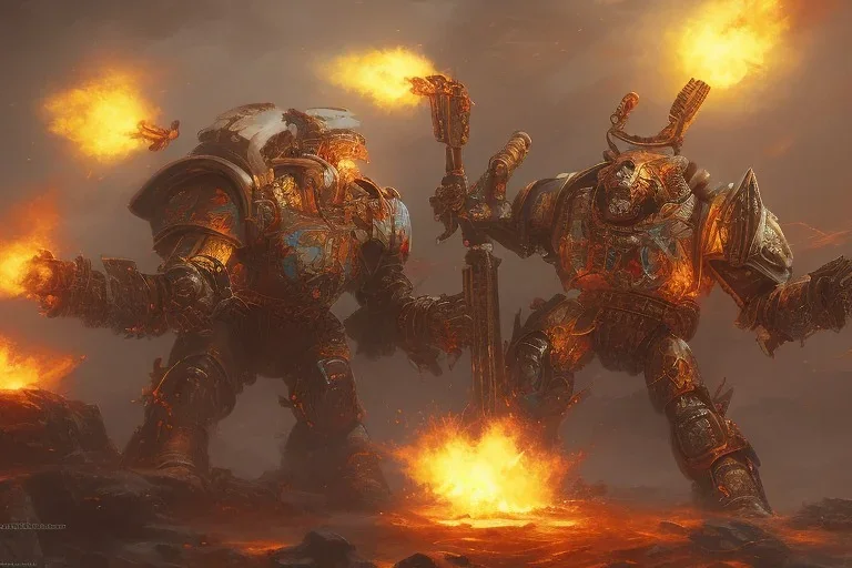 40K warhammer robots brutal war, scify, dark , flames