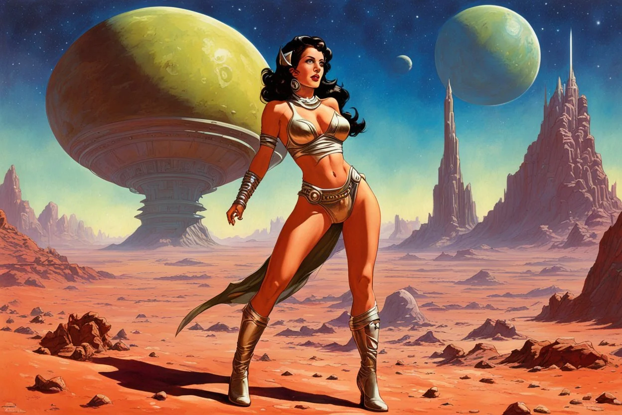 Sci-fi pin-up girl on an alien planet, John Carter of Mars