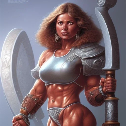 illustration female bodybuilder barbarian by adrian smith ted nasmith