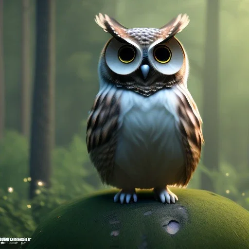 Owl, shallow depth of field, macro lens, unreal engine 5, ultra detailed, light fur highly detail