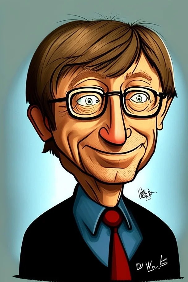 Bill Gates CEO, formerly Microsoft , cartoon 2d