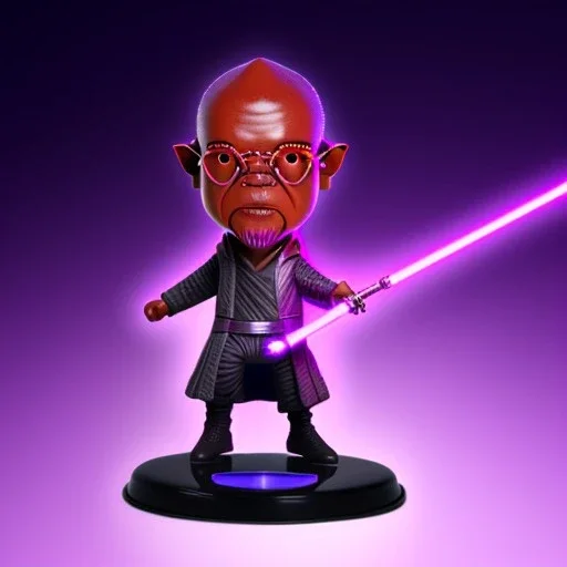 Plastic mace windu purpleGlow jedi bobblehead with boots, samuel jackson