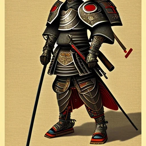 Ukiyo-e Style , Male Samuri in armour