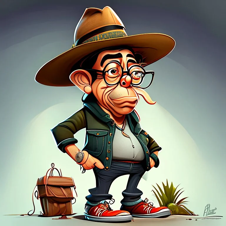 Caricatura de Gustavo Petro cuerpo completo Sombrero grande arte Bauhous obra de arte detallado 4k