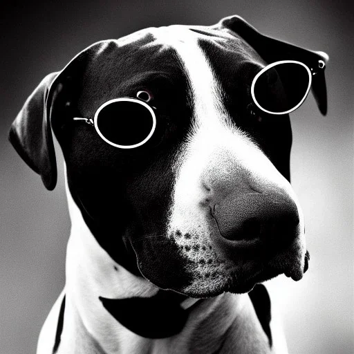 surrealism Portrait of a pitbull wearing sunglasses