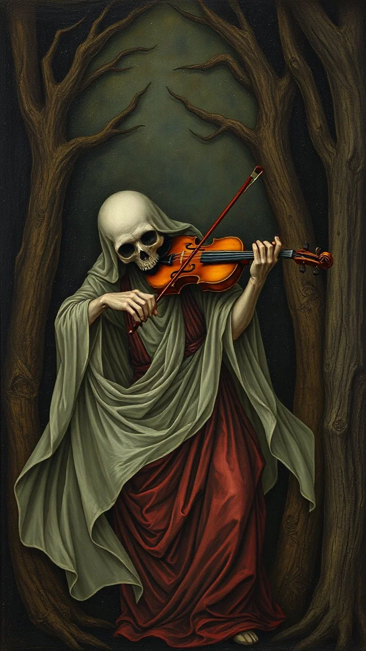 Hieronymus Bosch style , an ghost playing the violin