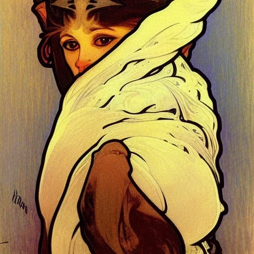 Portrait of a cat by Alphonse Mucha