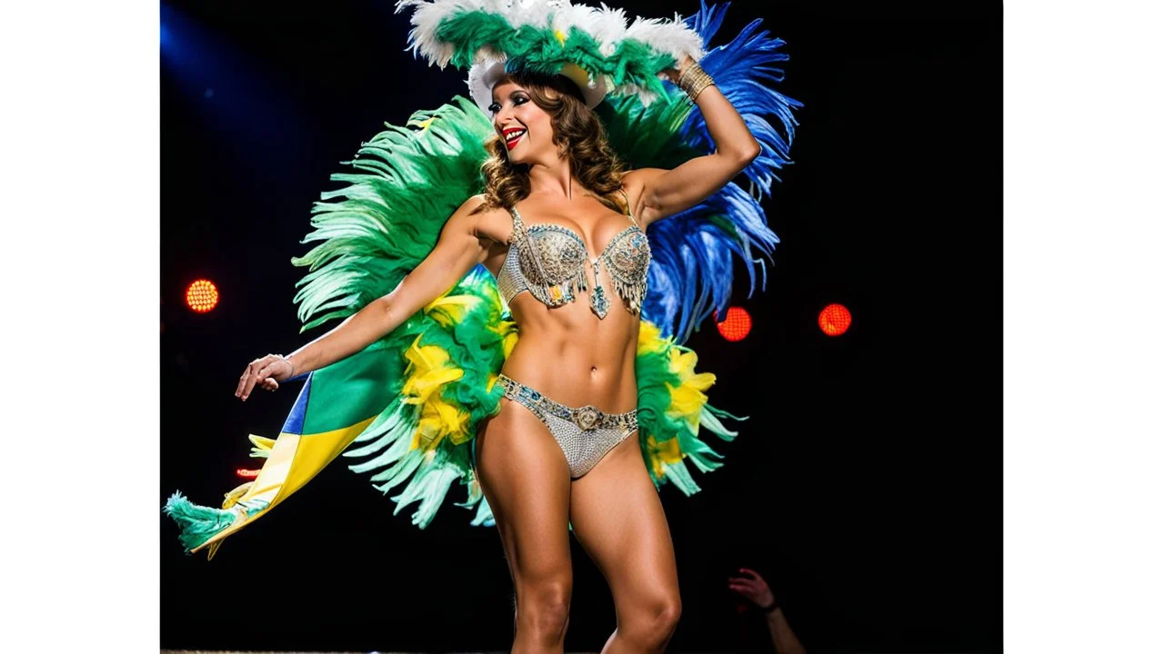 French gendarme dressed as a Brazilian revue dancer