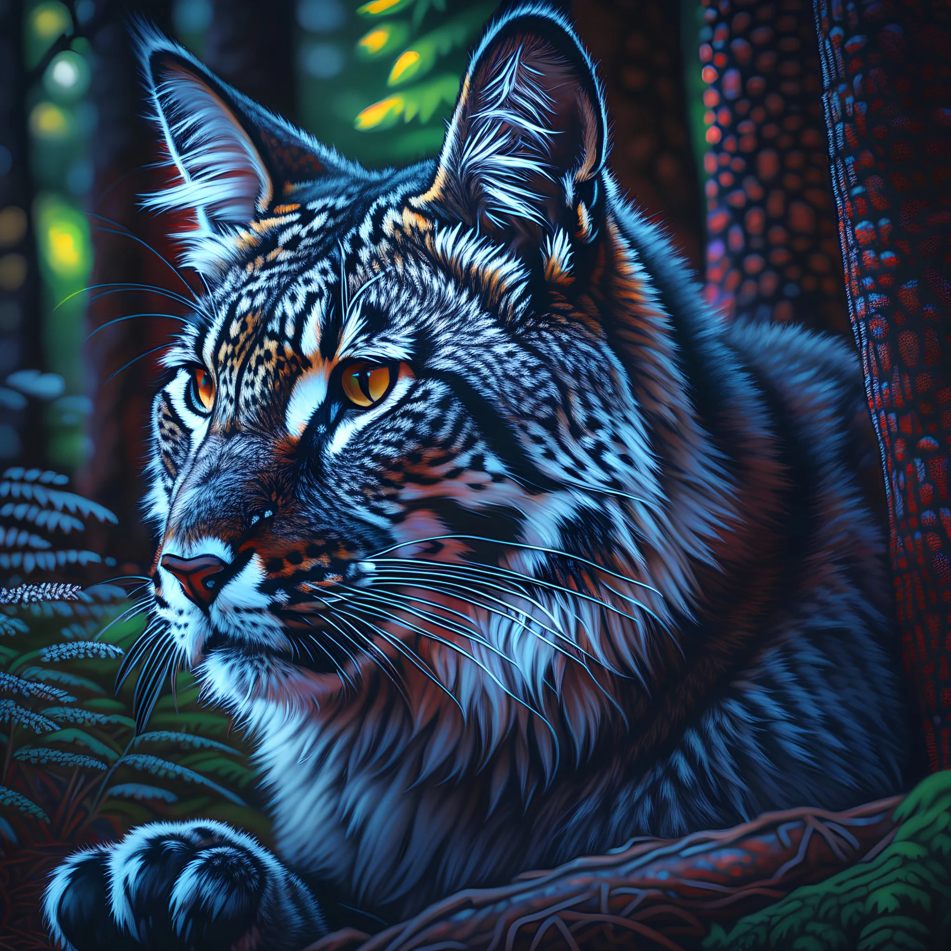 Lynx in the woods intricate hyper-realistic artwork oil painting 8k digital art