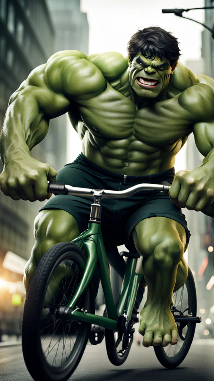 Hulk riding bicycle 9K image HD
