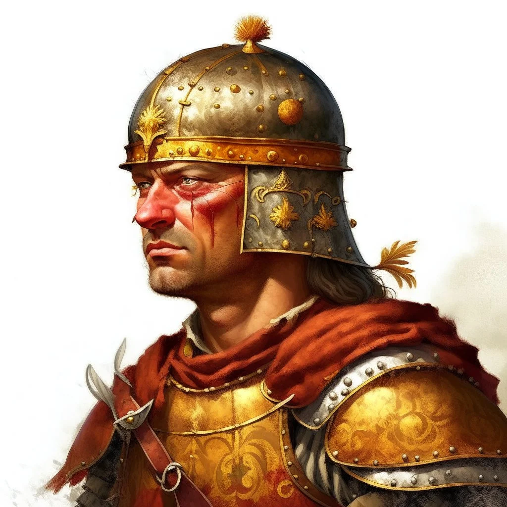 fantasy, portrait, face, town guardsman, early medieval, white background