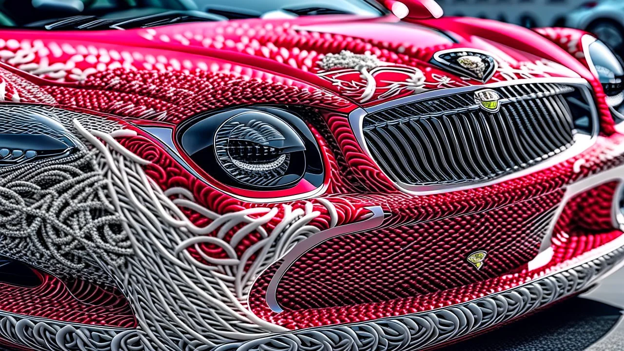 crochet Ferrari, Bentley, and Benz intricately detailed face, wide shot, professional photography, a breathtaking background, realistic art, shot on dslr 64 megapixels sharp focus, canon lens, 16k resolution