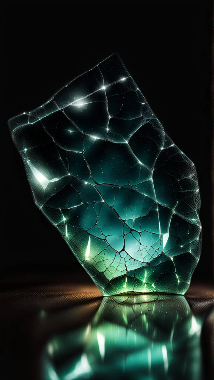 Cracked glass with a glow