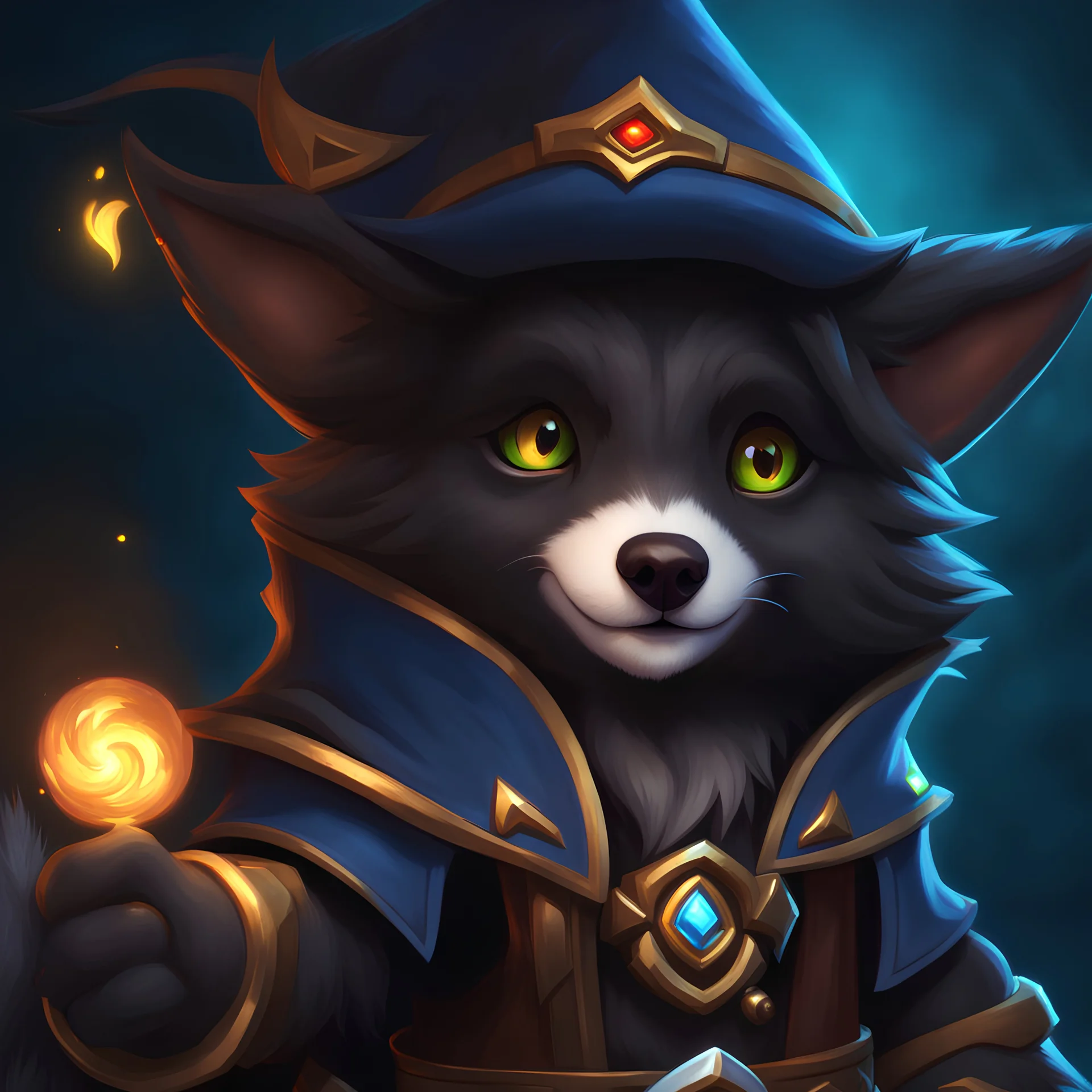 Cute worgen mage, High detail, high quality, World of Warcraft style, Blizzard style, Harstone style