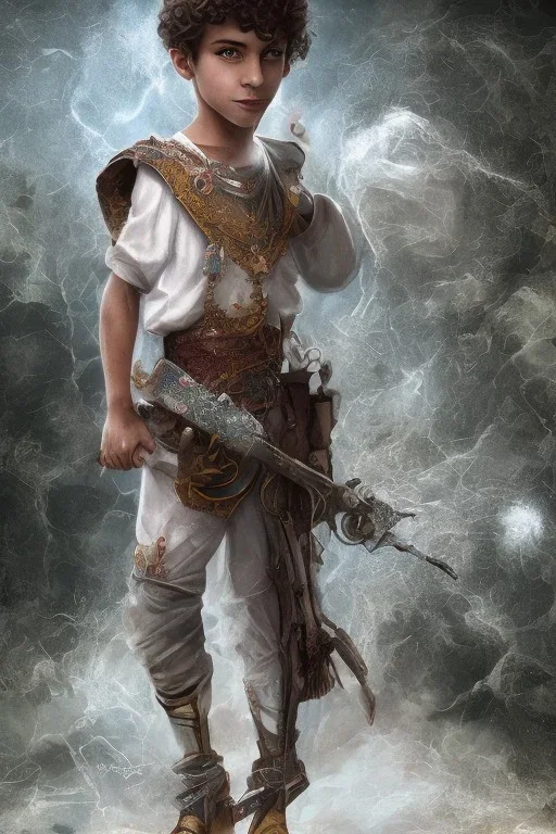 beautiful 12 year old arabic boy with curly hair and light blue eyes