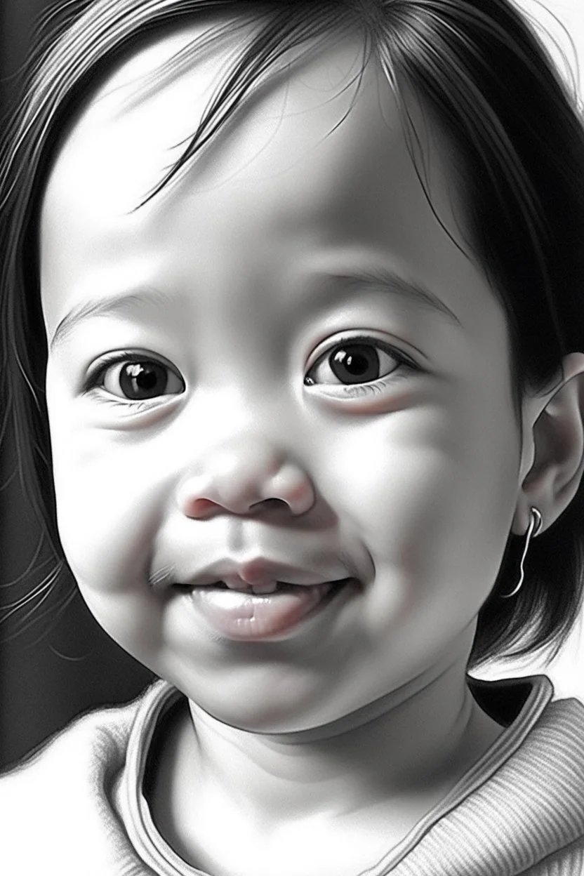 realistic black and white baby portrait of uploaded image