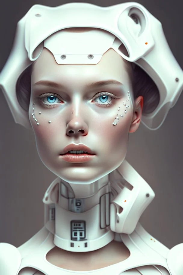 Portrait of a robotic woman, milk shades