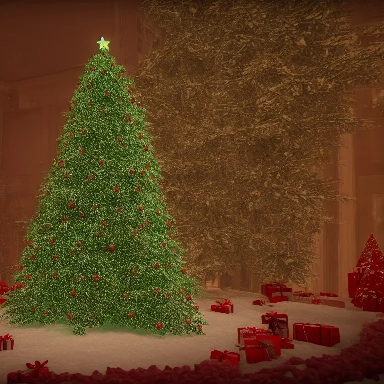 christmas tree made out of frosting, 4k, 8k, highly detailed, cinematic, ultra photorealistic, ultra realistic, volumetric lighting