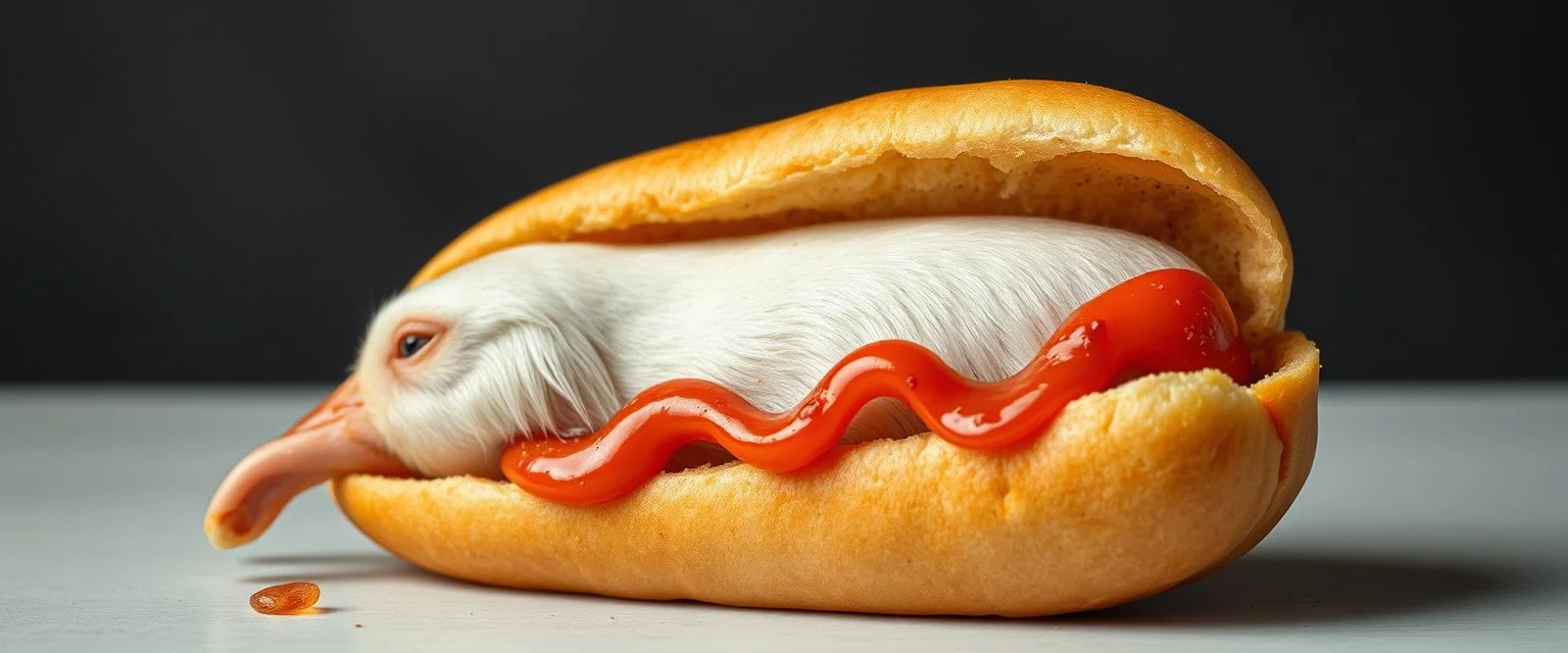 albino hot dog