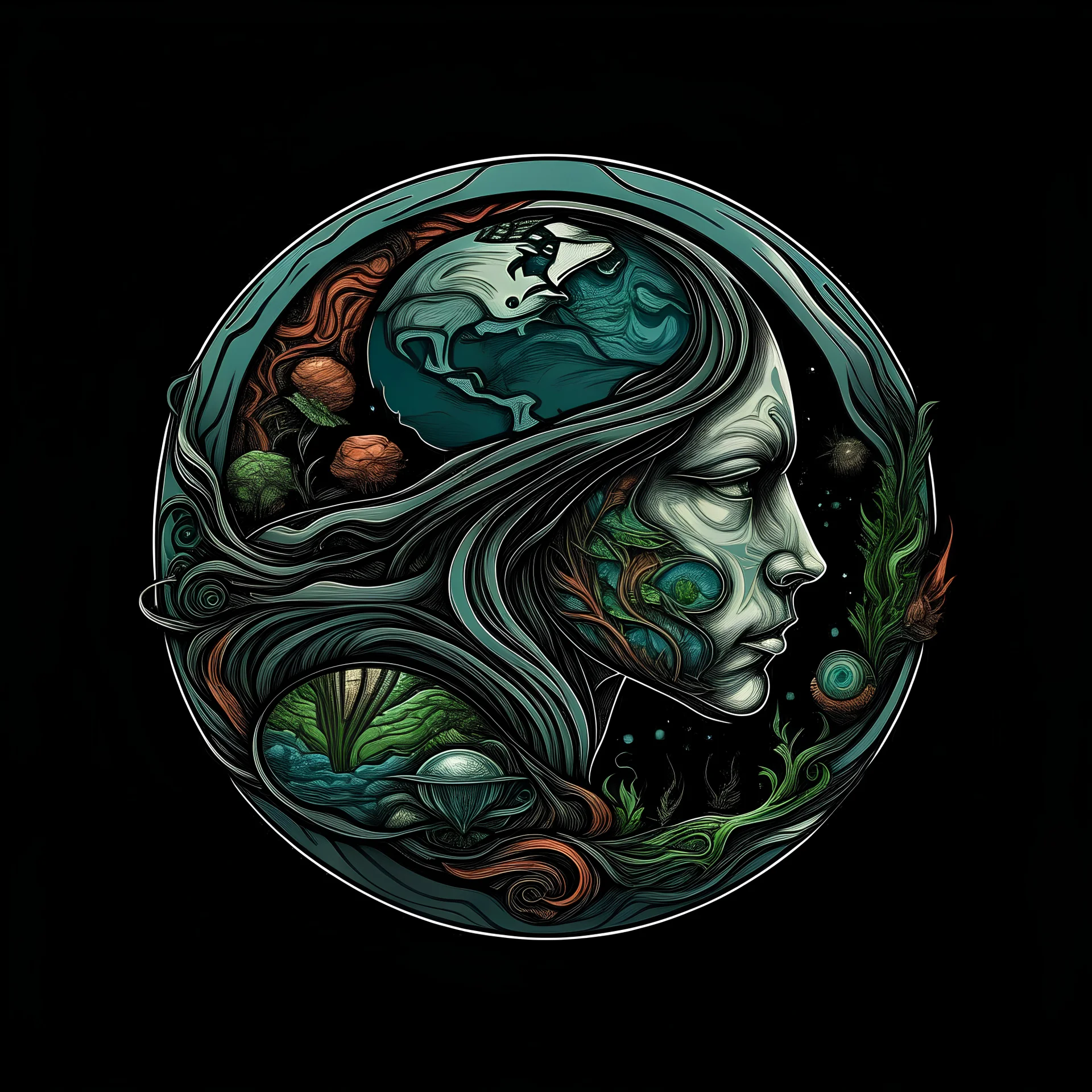 Our earth and humans, logo art, modern, detailed