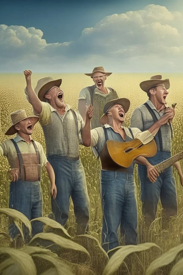 a group of farmers singing in the farming field