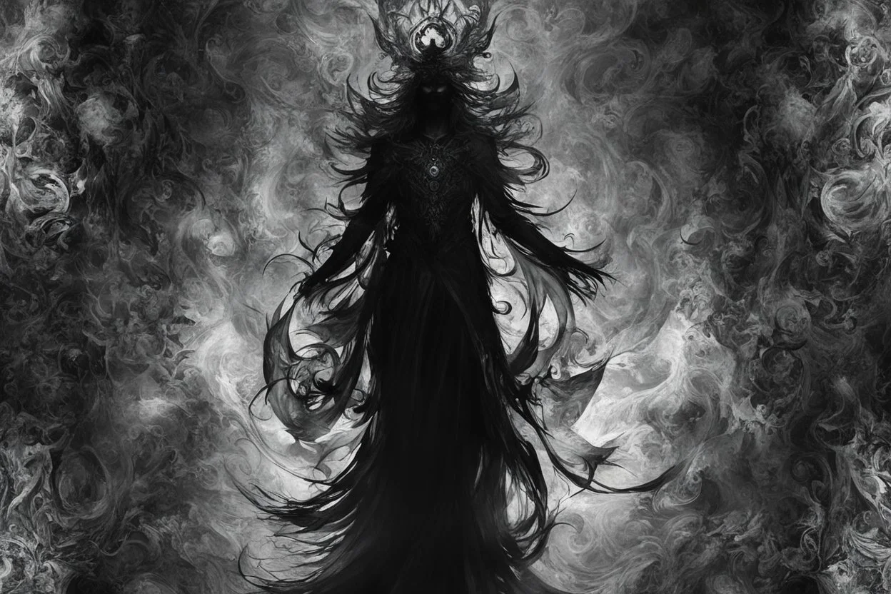 A captivating digital art piece portraying an abstract and mysterious Hades, using shades of black and ethereal patterns to convey the divine presence of the underworld, (captivating digital art:1.4), (abstract and mysterious Hades:1.5), (shades of black and ethereal patterns:1.3), (expressive and divine ambiance:1.2), influenced by abstract interpretations of classical mythology and the enigmatic nature of the underworld, trending on ArtStation, Intricate, Sharp focus, ethereal lighting, (capti