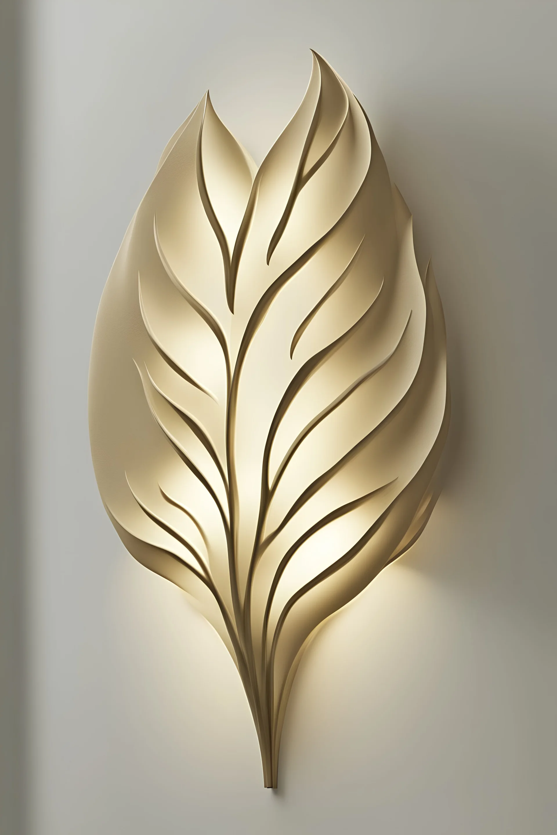 Wall lamp inspired by leaf, nature design. contemporary abstract form in fancy style