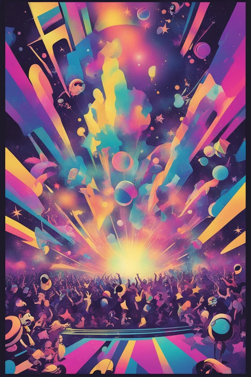 nostalgic Blast from the Past rave party poster cheerfull disney abstract