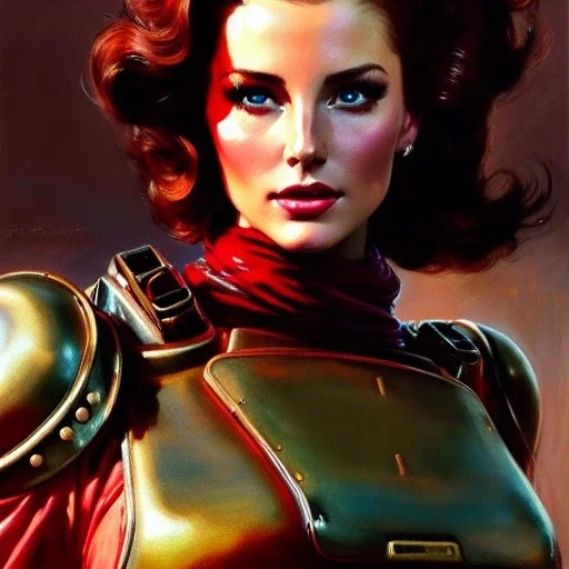 Drawing of beautiful face,'beautiful,Busty Cait(Fallout4)',intense stare, ancient skintight armor, balanciaga fashion clothe painting by gaston bussiere, greg rutkowski, yoji shinkawa, yoshitaka amano, tsutomu nihei, donato giancola, tim hildebrandt, Oil on canvas, cinematic composition, extreme detail,fit full head inside picture,16k