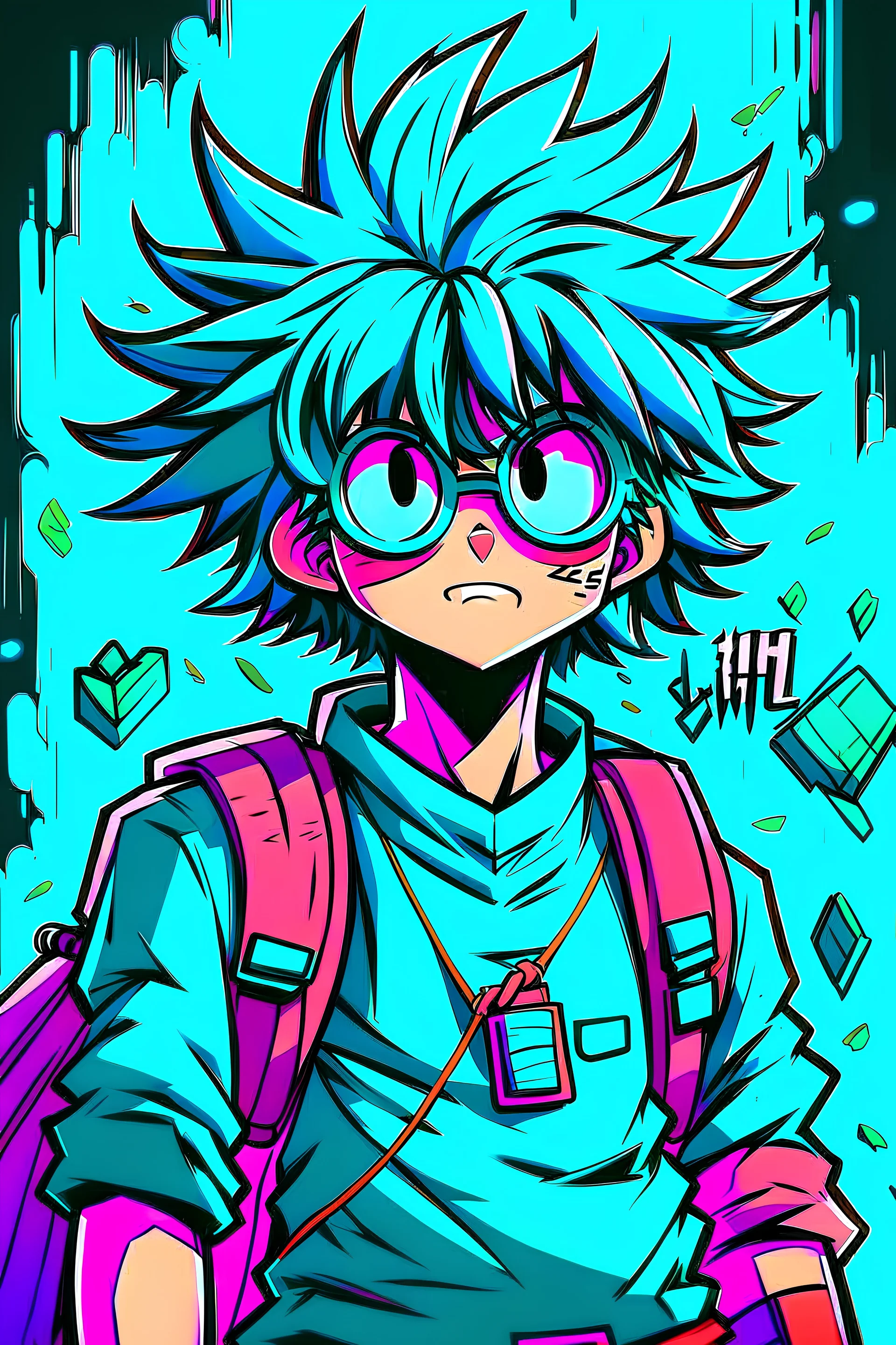 Deku 80's style, 8k, Cartoon Art Style