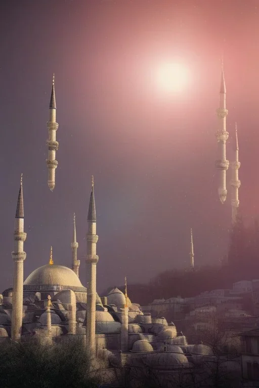 Istanbul, alien invasion, bokeh, hyper realistic