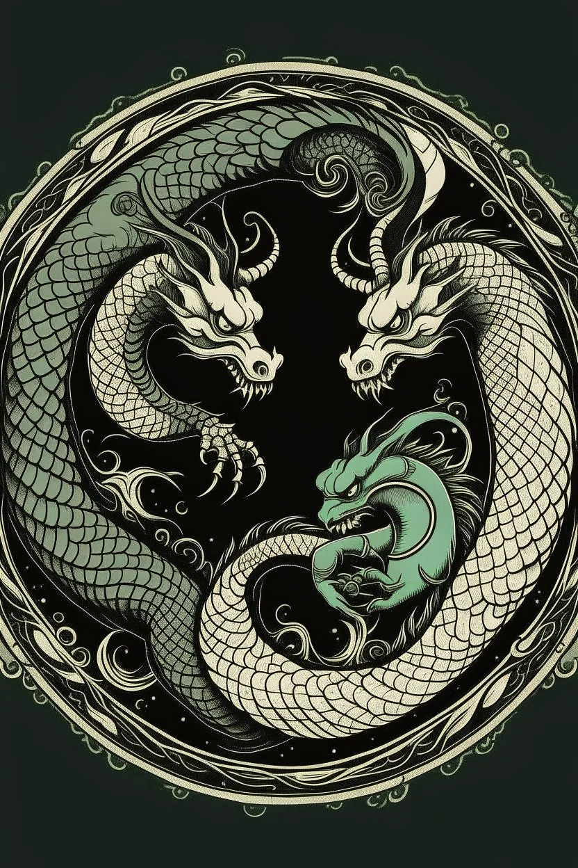 Two dragons created yin yang symbol