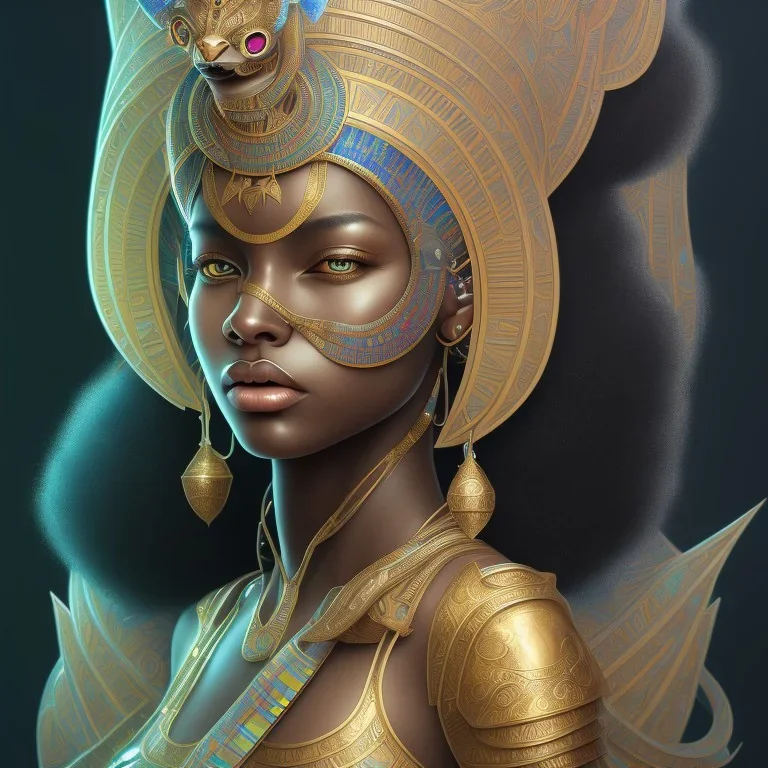 sango fantasy, fantasy magic, intricate, sharp focus, illustration, highly detailed, digital painting, concept art, matte, masterpiece head sexy African beauty black afro hair earth lady silver tiger head Egyptian princess pyramid