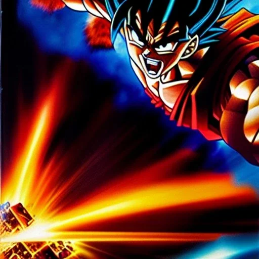 portrait oil on canvas,Goku,comic book cover, mystical colors,insanely detailed,realistic,intrincate detail, 16k resolution, masterpiece,Frank Frazetta,Alex Horley, Simon Bisley.