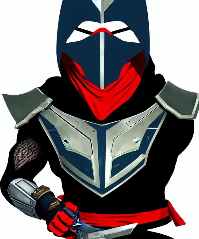 cyber ninja, visor, overwatch, metal armor, guy, assasins creed sword, mask over mouth, hood